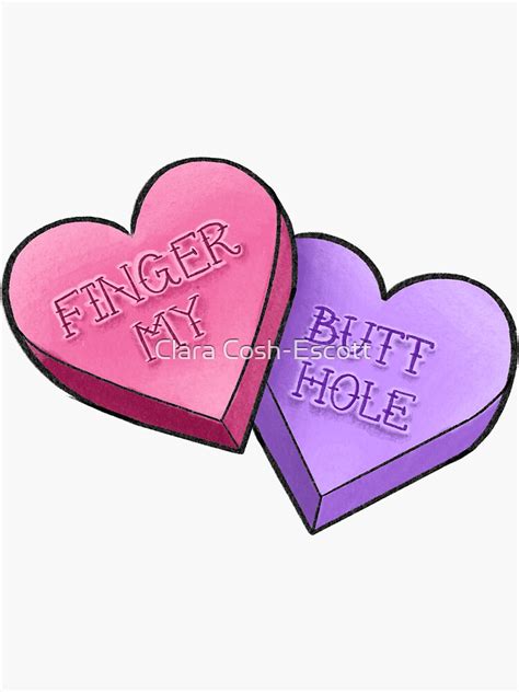 naughty love hearts sticker  sale  clara cosh escott redbubble