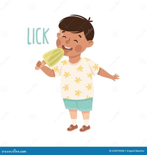 A Little Dog Licking A Boy`s Cheek. Best Friends. Cartoon Vector Hand
