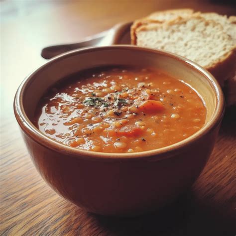 easy creamy slow cooked tomato lentil soup  warms  soul