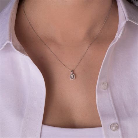 Diamond Necklace 14K White Gold Diamond Necklace Diamond - Etsy