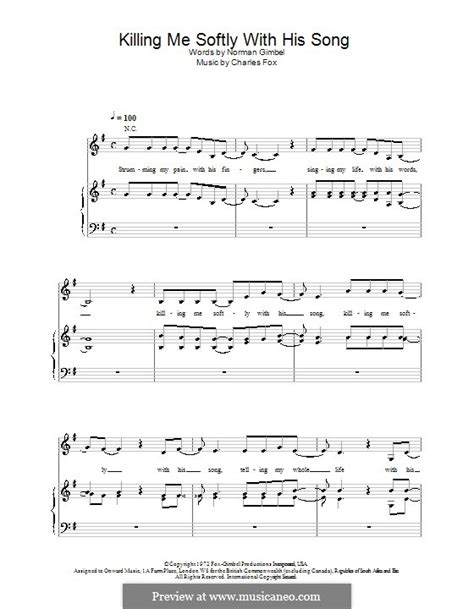 Killing Me Softly with His Song by C. Fox - sheet music on MusicaNeo