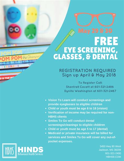 Free Vision Screening, Glasses, & Dental - Hinds Behavioral Health