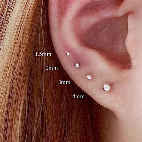 silver earring stud surgical steel piercing stud  mini ball