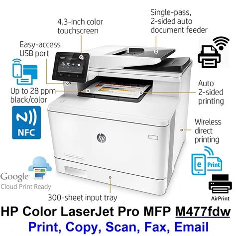 HP COLOR LASERJET MFP M477FDW ALL IN ONE CF379A WIFI PRINTER - Printers