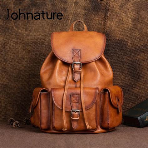 Купить Johnature мужской рюкзак из натуральной кожи в стиле ретро ...