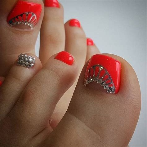 2019 Подборка модного педикюра в оранжевом цвете 50 фото | Toe nail art ...