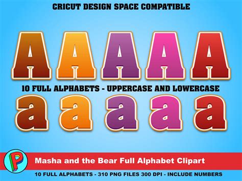 Masha and the Bear Full Alphabet Clipart 10 Full Alphabets | Etsy