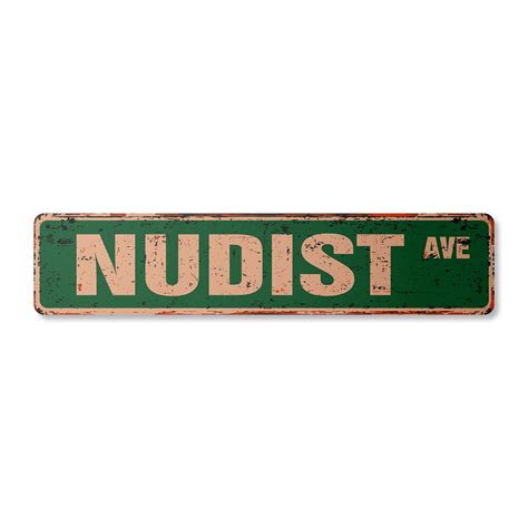 NUDIST Vintage Aluminum Street Sign nude naked pool colony park rustic