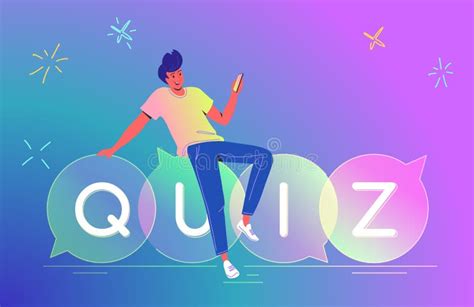 Man Playing Quiz with Smartphone Mobile App Stock Vector - Illustration ...