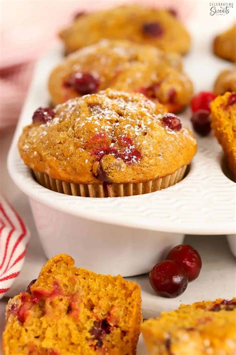 Pumpkin Cranberry Muffins - Celebrating Sweets