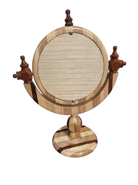 Multi Grain Wood Swivel Mirror Stand - Silverflamze