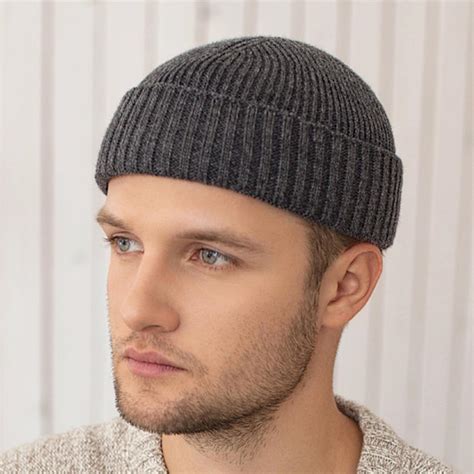 fisherman beanie wool beige short hat docker beanie  etsy