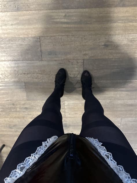 Tiny chastity, tight maid outfit, and 4in heels. Just in time to give
