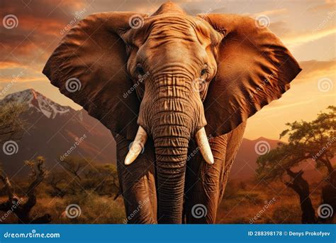 African Elephant in Natural Habitat Stock Photo - Image of ivory ...