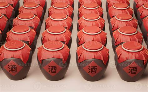 Chinese ancient wine with retro style, 3d rendering. Translation on the