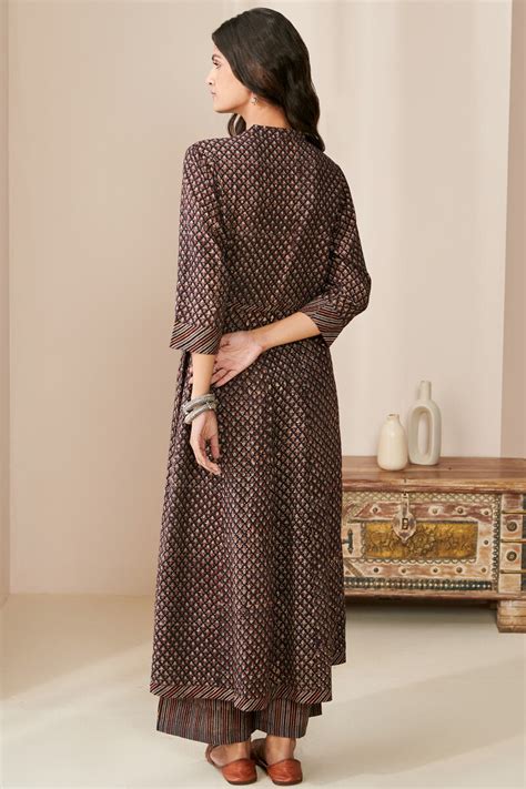 Buy Ajrak Hand Block Printed Anarkali Cotton Kurta for Women | FGMK22 ...