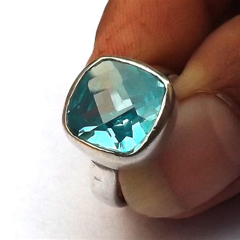 Solid Silver Blue Topaz Ring - 925 Sterling Silver Blue Topaz Jewelry