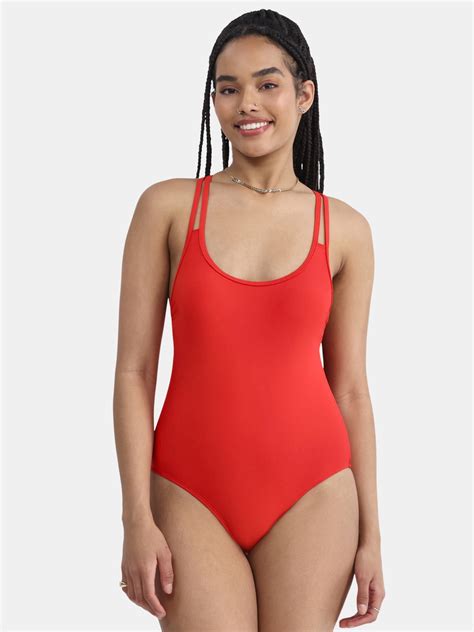 No Boundaries Women's High Leg One-Piece Swimsuit with Adjustable Dual