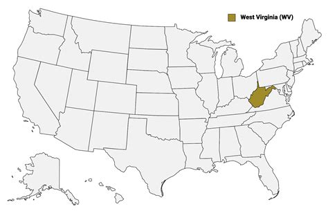 West Virginia On Us Map West Virginia State Map On United States Of
