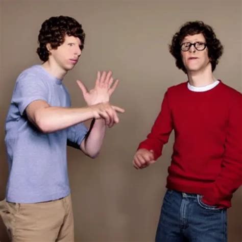michael cera andy samberg and jesse eisenberg fighting | Stable Diffusion