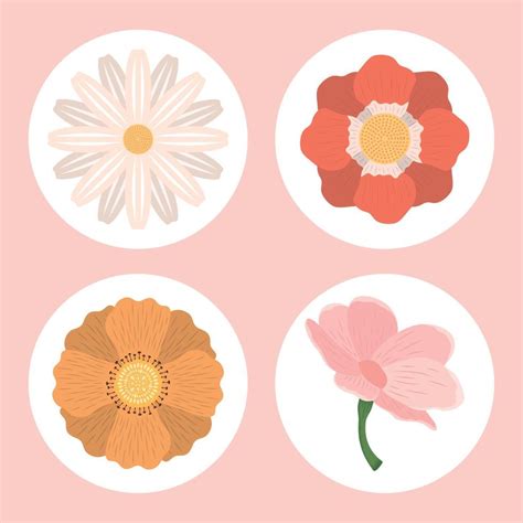 four flowers garden 10850440 Vector Art at Vecteezy