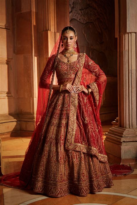 Deep Red Bridal Lehenga Choli Set – Nitika Gujral