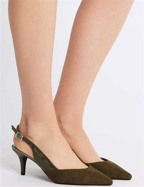 Wide Fit Kitten Heel Slingback Court Shoes | Shoes women heels, Heels ...