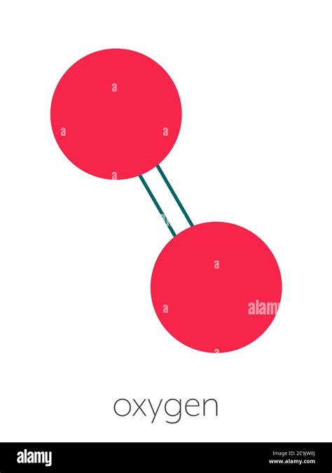Elemental oxygen (O2) molecule. Stylized skeletal formula (chemical ...