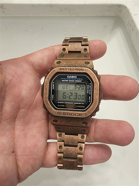 wts casio  shock dw  aged bronze mod rwatchexchange
