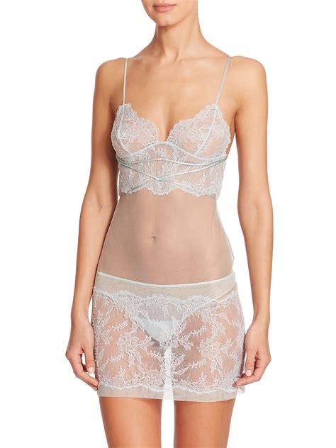 Lyst - La Perla Sophia Sheer Lace Chemise in Green