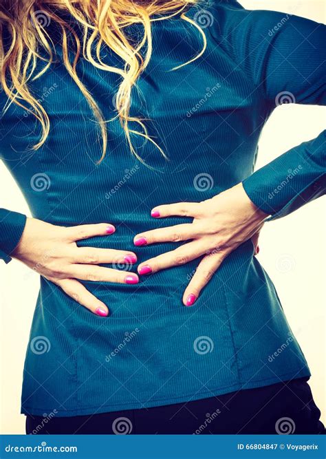 Elegant Woman with Painful Back Stock Image - Image of work, backache