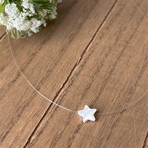 Invisible Necklace, Star Illusion Cord Necklace, Solitaire Pendant