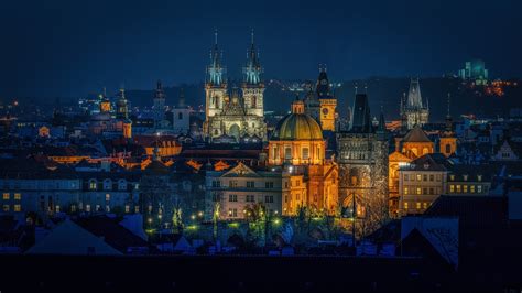 Houses, Prague, Czech Republic, Night, Dome, HD Wallpaper | Rare Gallery