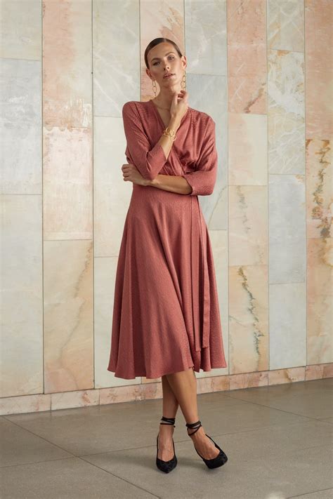 Terracotta midi wrap dress CLEO | UNDRESS