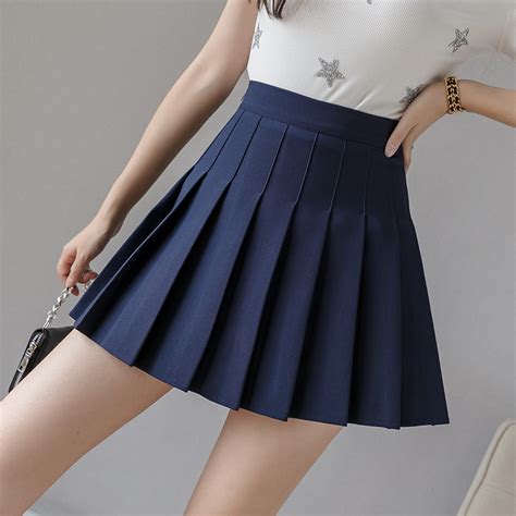 Summer Skirts Women New Korean High Waist Solid Color Mini Skirt Dress ...