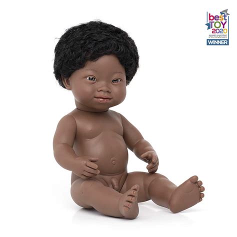 Baby Doll African Boy with Down Syndrome 38 cm | miniland teach&play