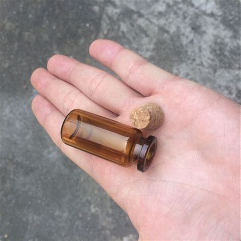 22*50*12.5mm 10ml Amber Glass Bottles With Cork Empty Tiny Jars Cute ...