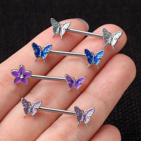Nipple Barbell 14G Nipple Piercing Butterfly Nipple Jewelry - Etsy