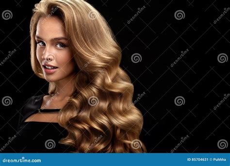 Beautiful Curly Hair. Female Beauty Model with Volume Hair Stock Image ...