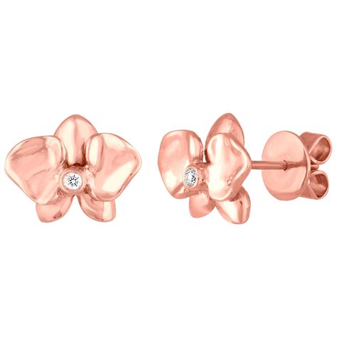 Diamond and Rose Gold Flower Stud Earrings For Sale at 1stDibs | rose