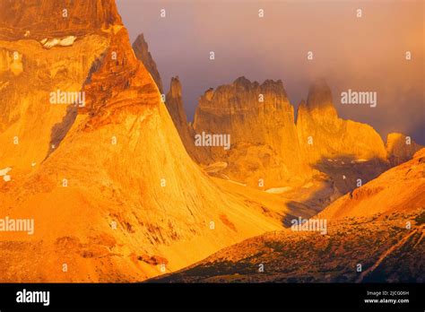 Cuernos del Paine mountain peaks at Sunrise, Torres del Paine National ...