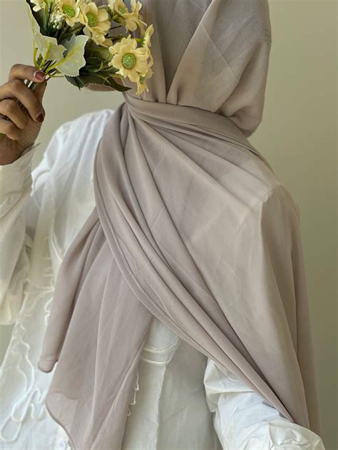 Malaysian premium silver nude chiffon & georgette hijab – Hijabs_in
