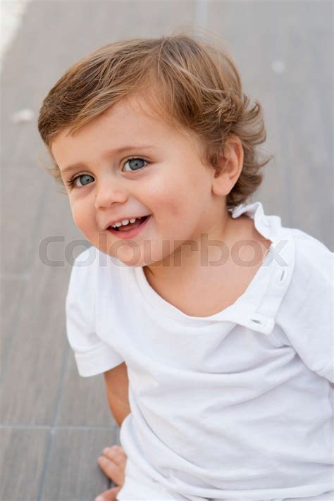 Funny baby one year outdoor | Stock image | Colourbox
