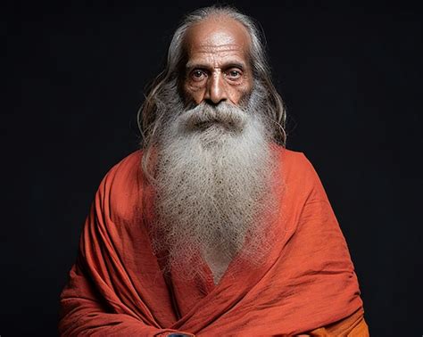 Premium AI Image | Portrait of an old monk with long white beard and ...