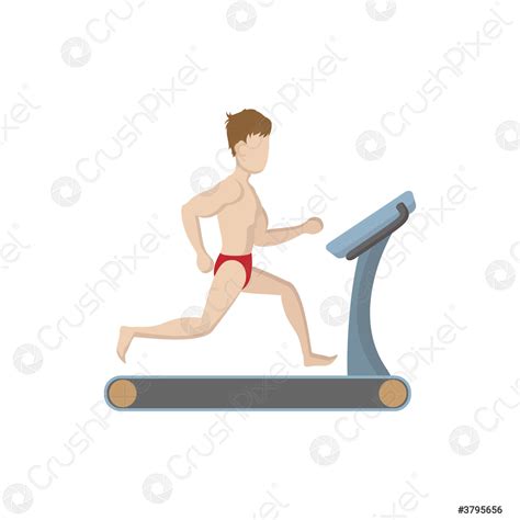 Naked muscle man running on a treadmil icon - stock vector 3795656