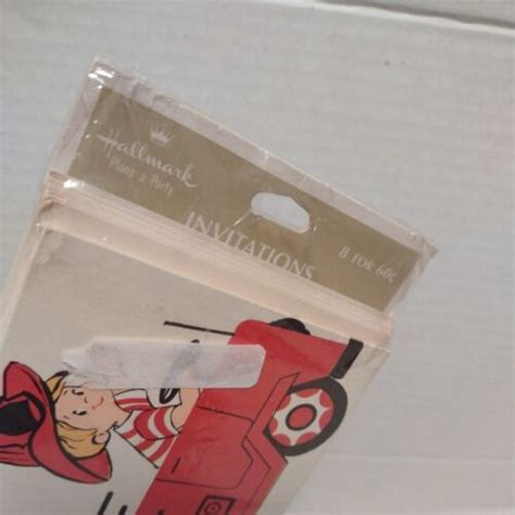 Vintage Fireman Children Birthday Party Invitations & Envelopes 8ea NI ...