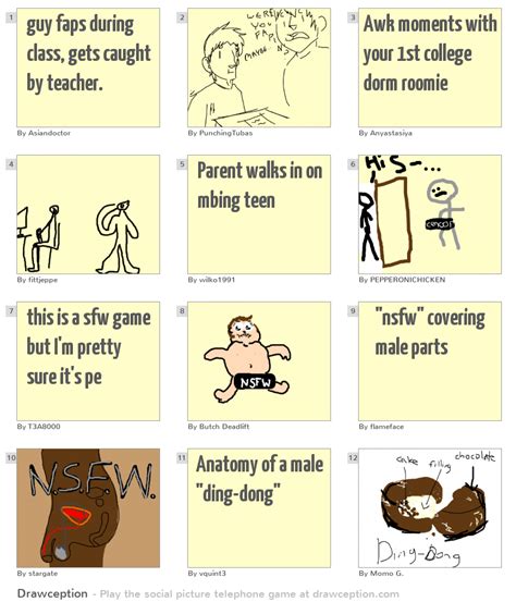 guy faps during class, gets caught by teacher. - Drawception