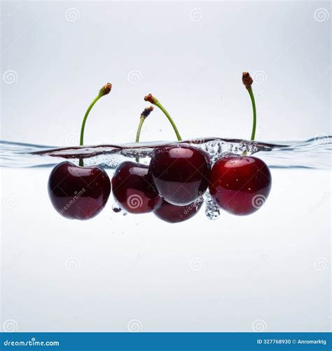 Splash Water Cherries Ripples of Water Spreading Outward As Cherries
