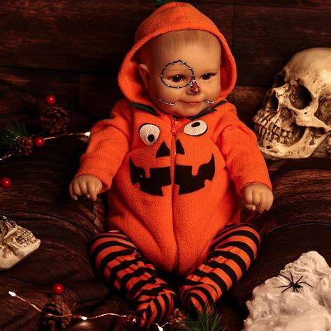 BABESIDE Muñeca de bebé Reborn de Halloween, 20 pulgadas, con ojos