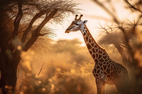 Premium AI Image | Giraffe in the Savannah